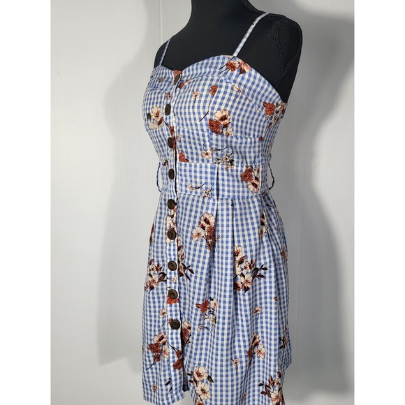 Purple Smow Floral Gingham Dress Sleeveless Casual Sundress Summer Dress Size S - Picture 3 of 8